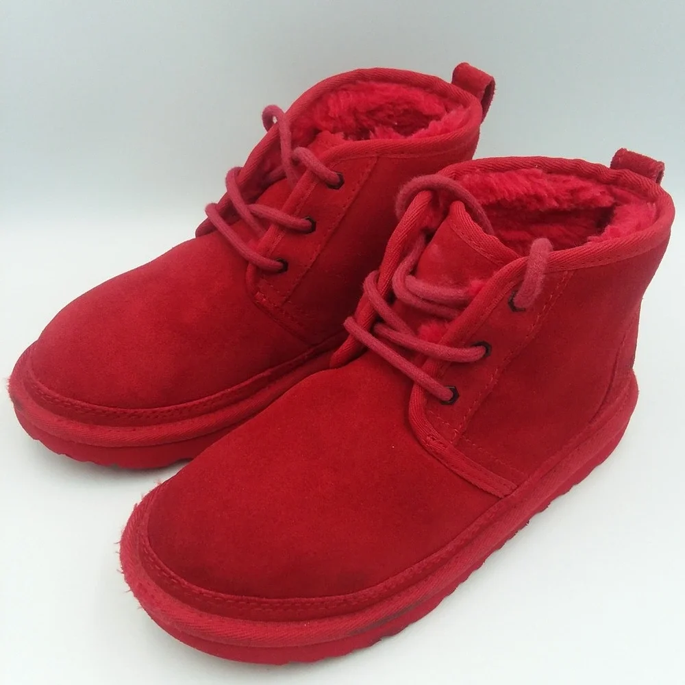 Ugg Neumel II Fluff Chukka Boots Big Kids Young Sz3 Suede Samba Red Chukka Boots